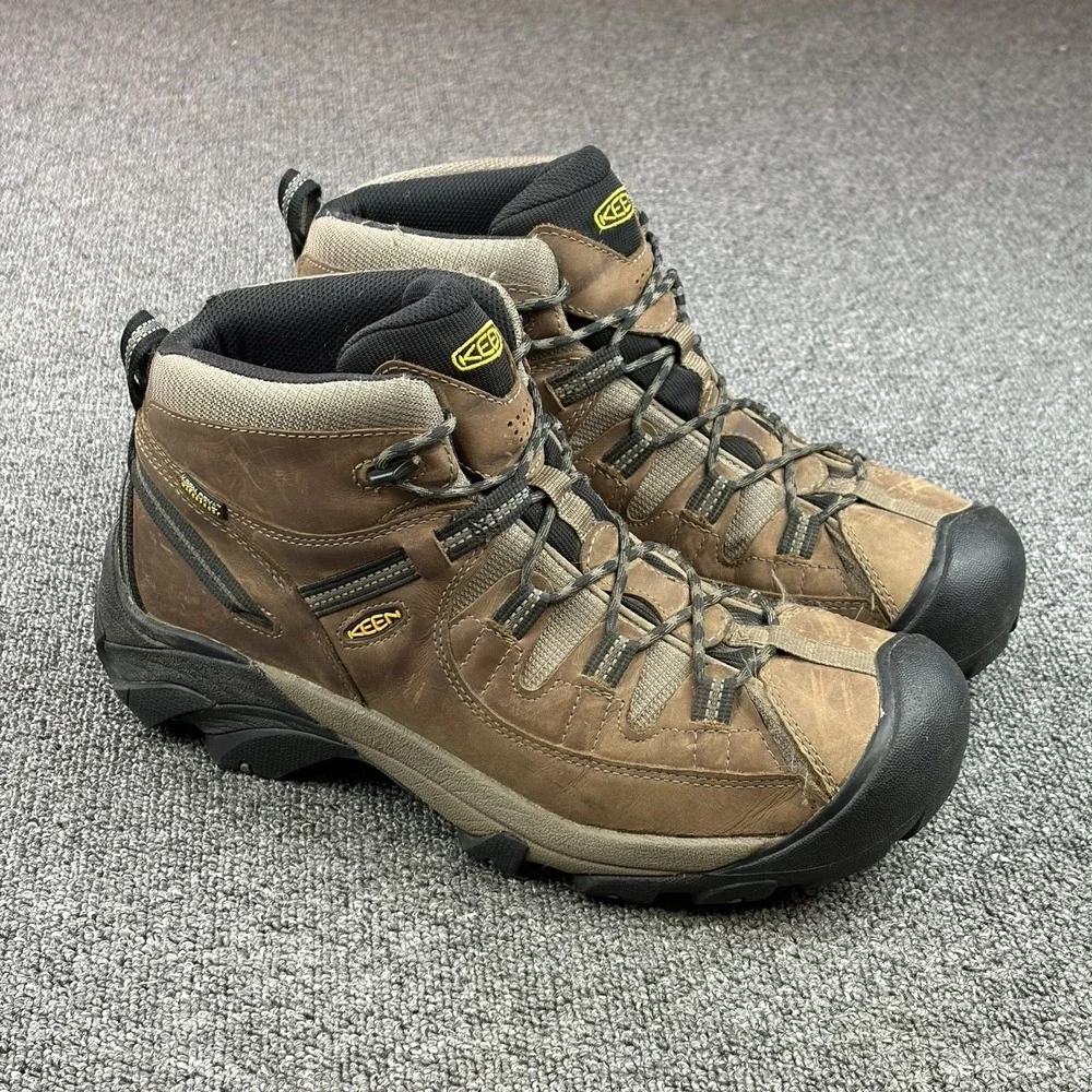 KEEN Targhee II Mid Waterproof Hiking Boots Brown Leather Mens 13 1008418